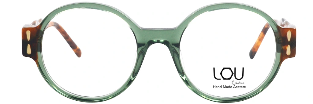 Monture Lou Création ronde verte sans clip solaire